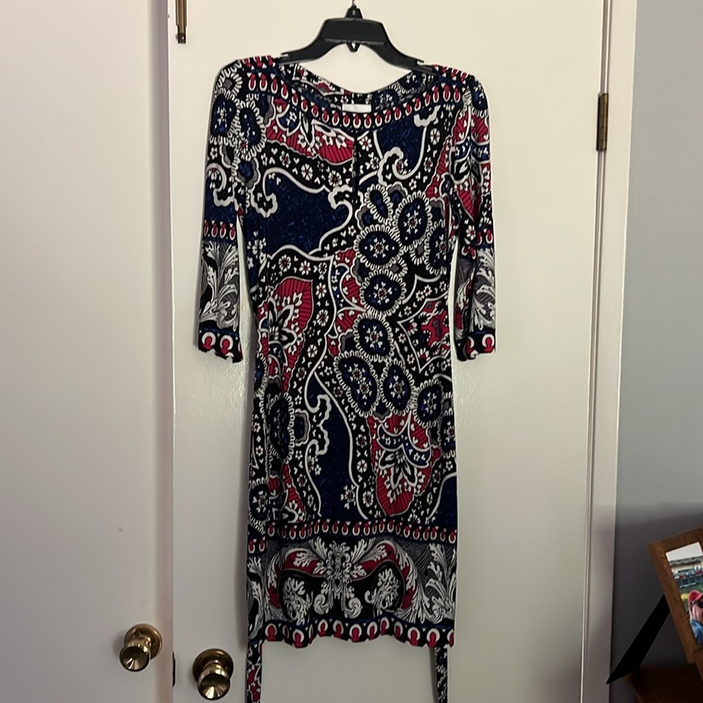 Donna Morgan print mini dress 3/4 Sleeve